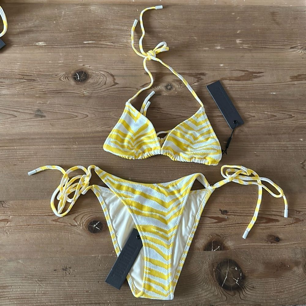 TRIANGL VINCA ZEBRA YELLOW WHITE BIKINI NEW WITH TAGS NO BAG - Picture 6 of 6